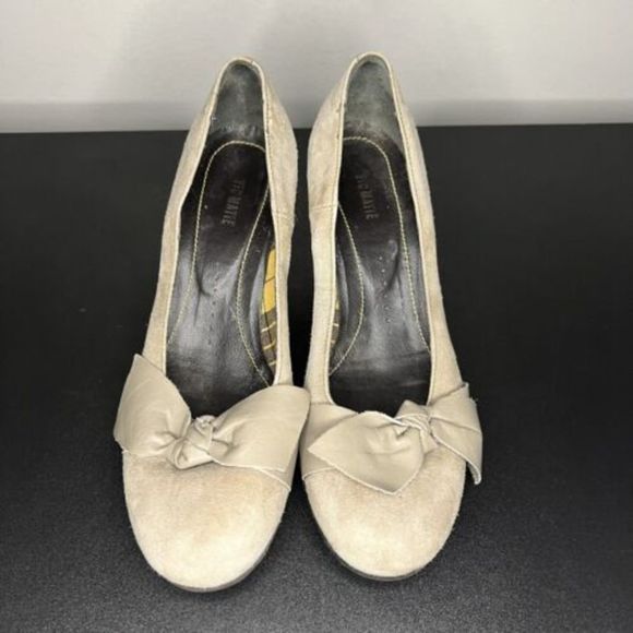 Vic Matie Tan Suede Pumps Heels With Bow Women’s Size US 6.5 EU 36.5 Shoes - Picture 5 of 12